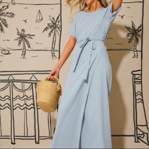 POMANDER PLACE Sawyer Knit Maxi Dress Slate Blue M